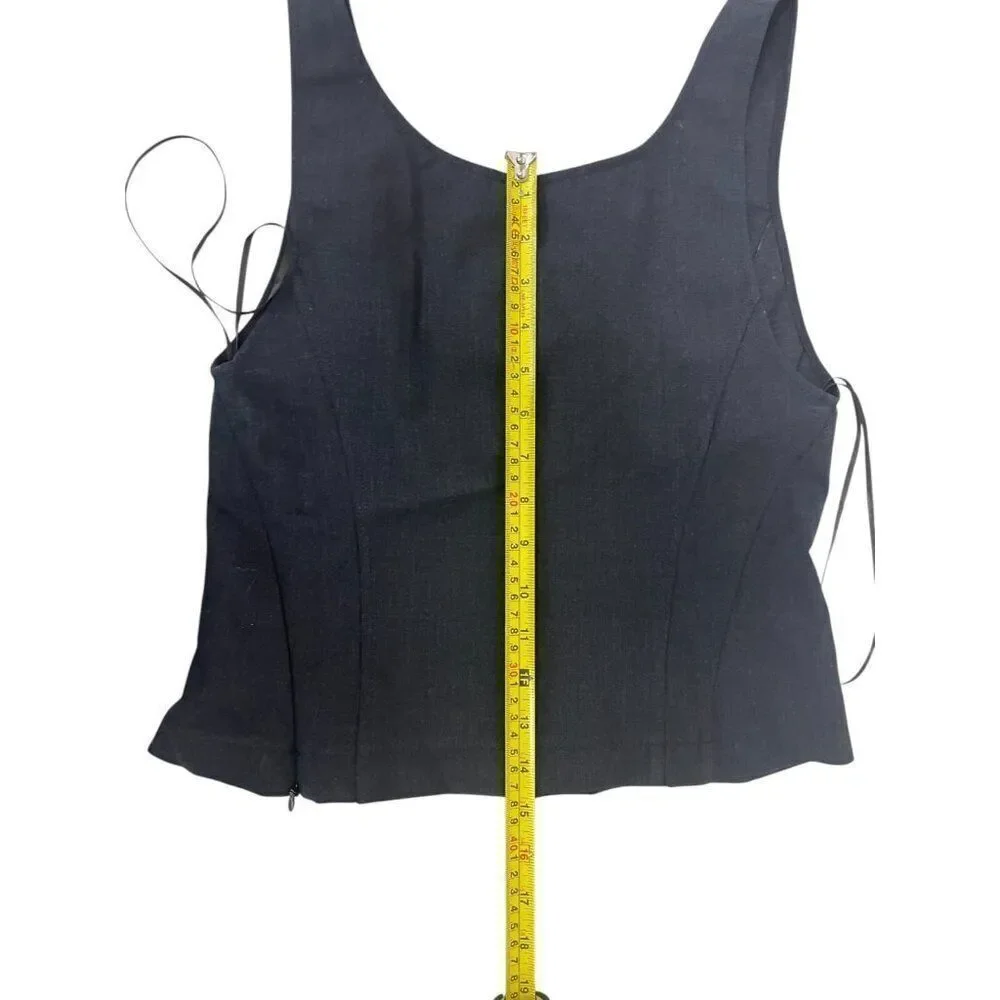 Massimo Dutti Womens Top S Small Tank Gray Stretch Seam Details 5118/818 NWT